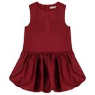 Girls Burgundy Satin Dress, 1, hi-res