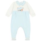 Baby Boys Blue & White Teddy Bear Babygrow, 1, hi-res