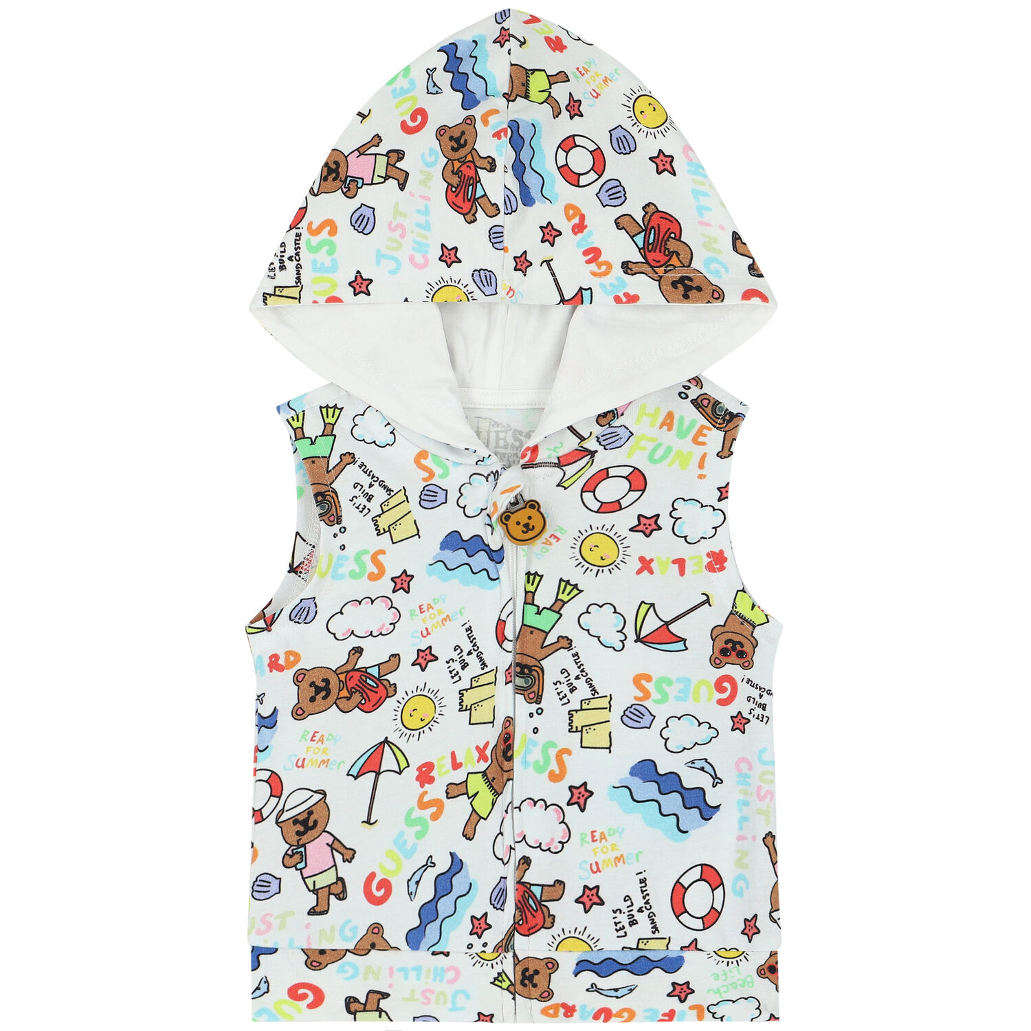 White Teddy Bear Shorts Set, 1, hi-res