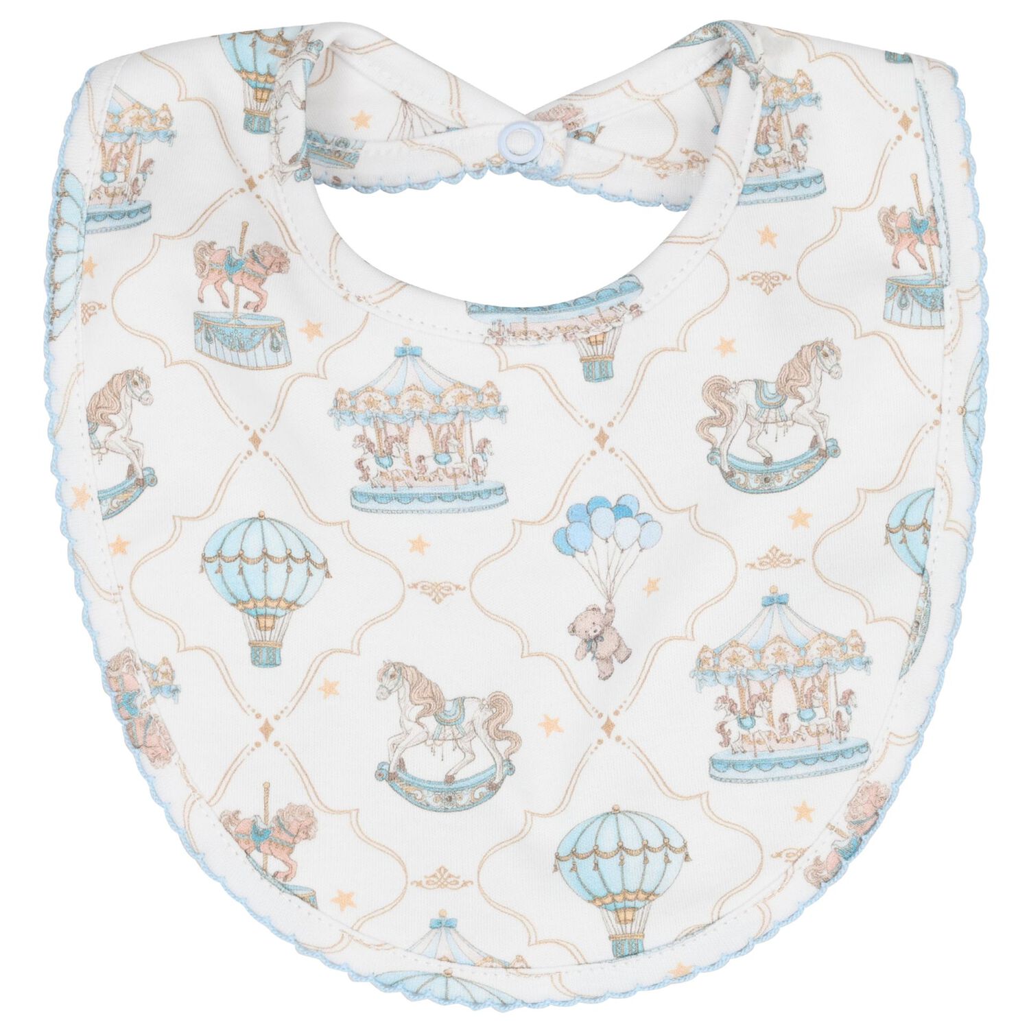 Baby Boys Blue & White Carousel & Hot Air Balloon Babygrow Set, 1, hi-res