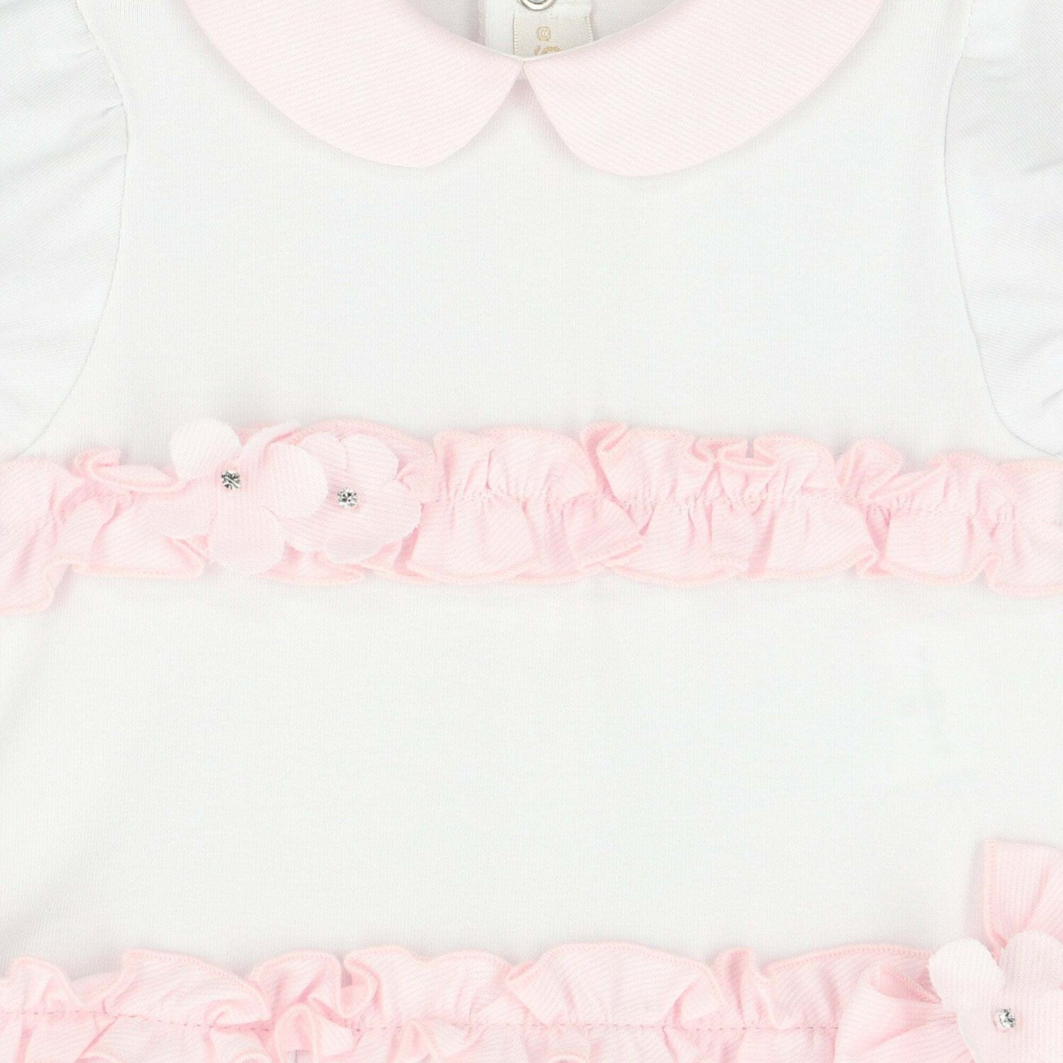Baby Girls White & Pink Romper, 1, hi-res image number null