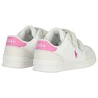 Girls White & Pink Logo Trainers , 1, hi-res