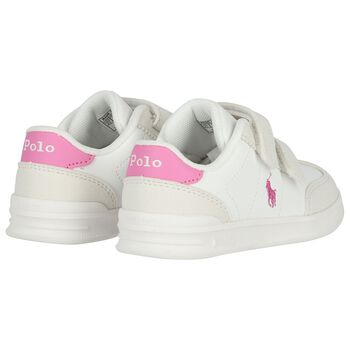Girls White & Pink Logo Trainers 