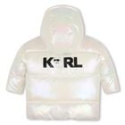 Younger Girls Ivory Iridescent Puffer Jacket, 1, hi-res