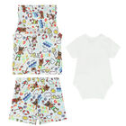 White Teddy Bear Shorts Set, 1, hi-res