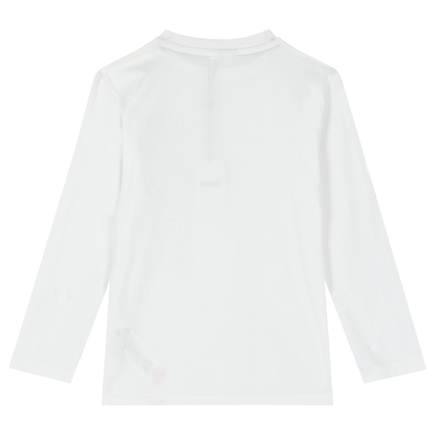 Boys White Logo Long Sleeve Top, 2, hi-res