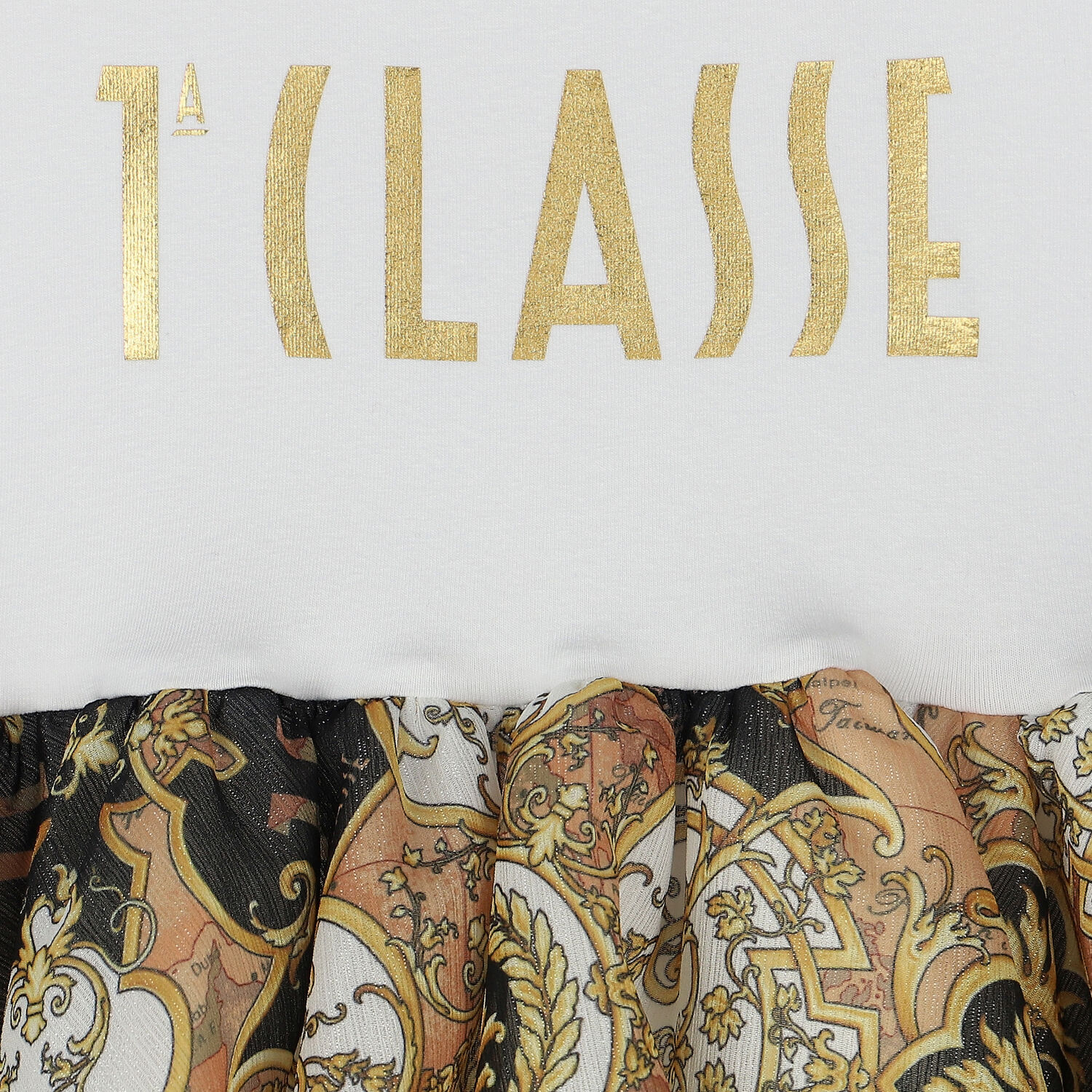 Girls White & Beige Logo Dress, 1, hi-res