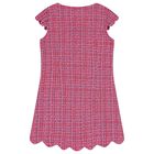Girls Pink Tweed Diamante Dress, 1, hi-res