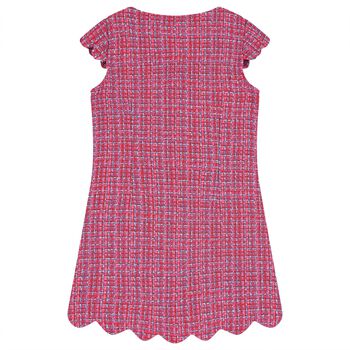 Girls Pink Tweed Diamante Dress