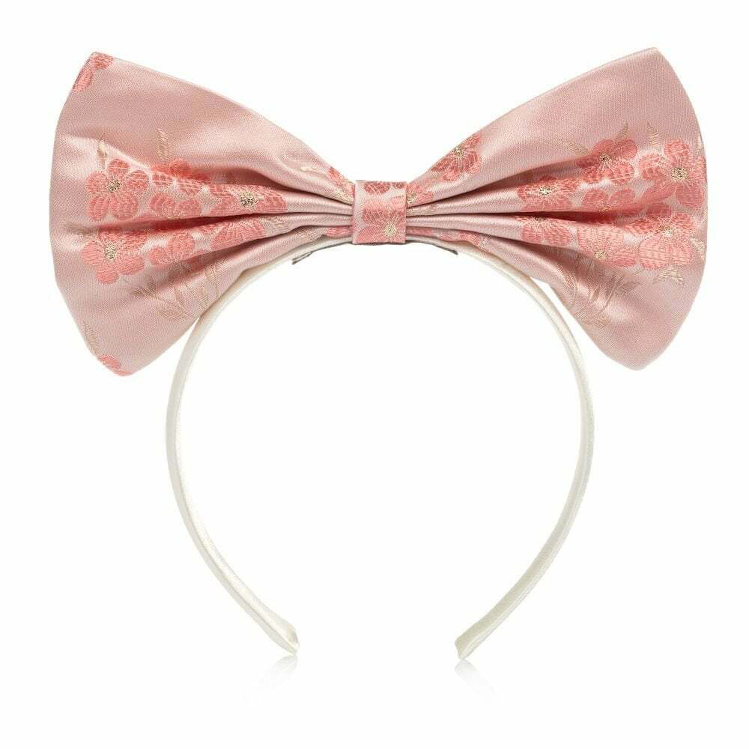 Girls Pink & White Floral Headband, 1, hi-res
