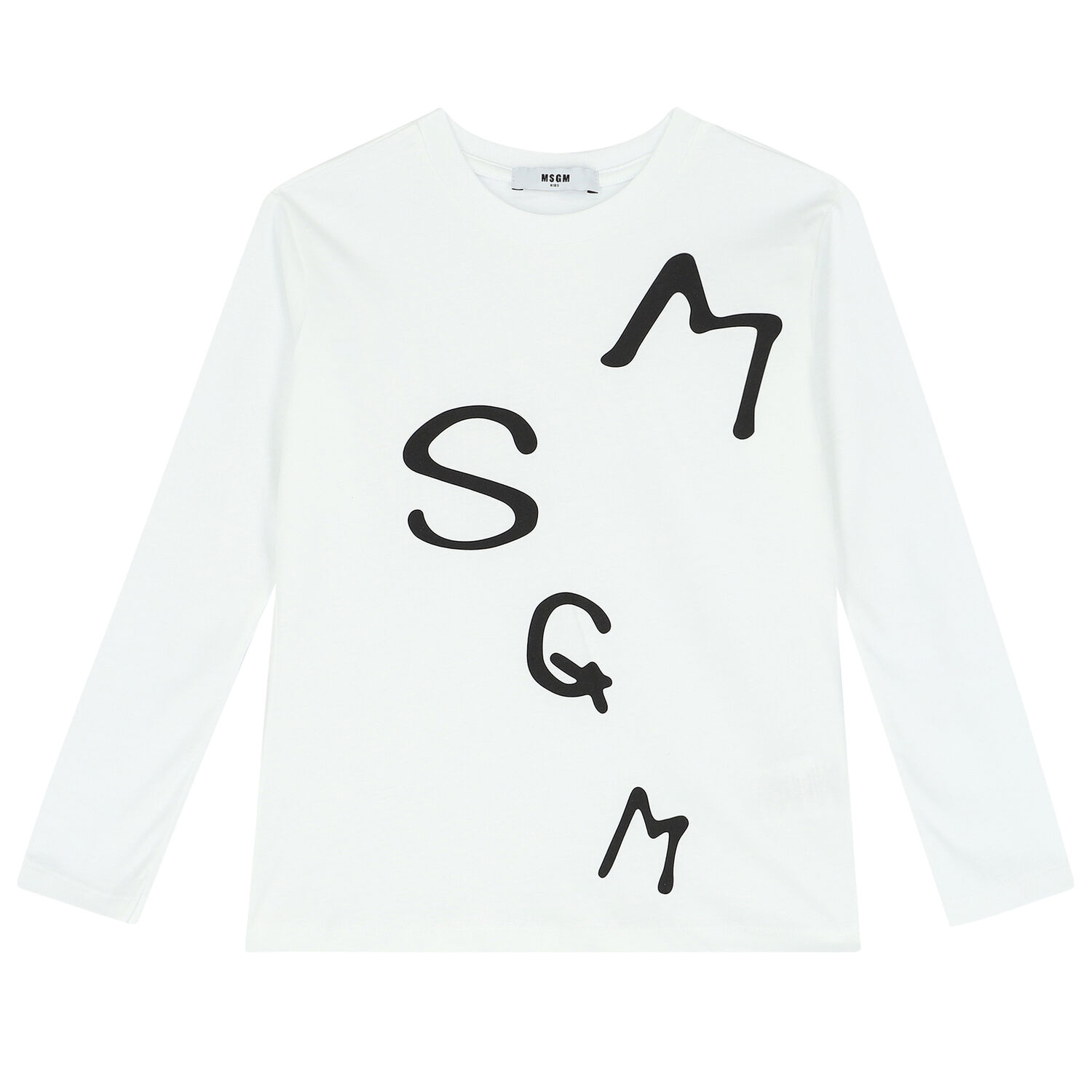 Boys White Logo Long Sleeve Top, 2, hi-res