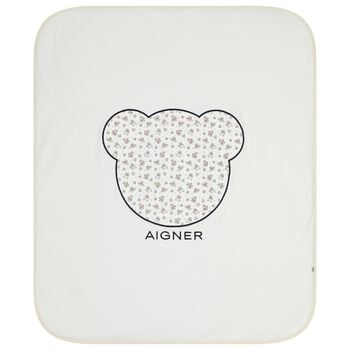 White & Beige Teddy Bear Baby Blanket