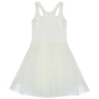 Girls White Embellished Tulle Dress, 1, hi-res