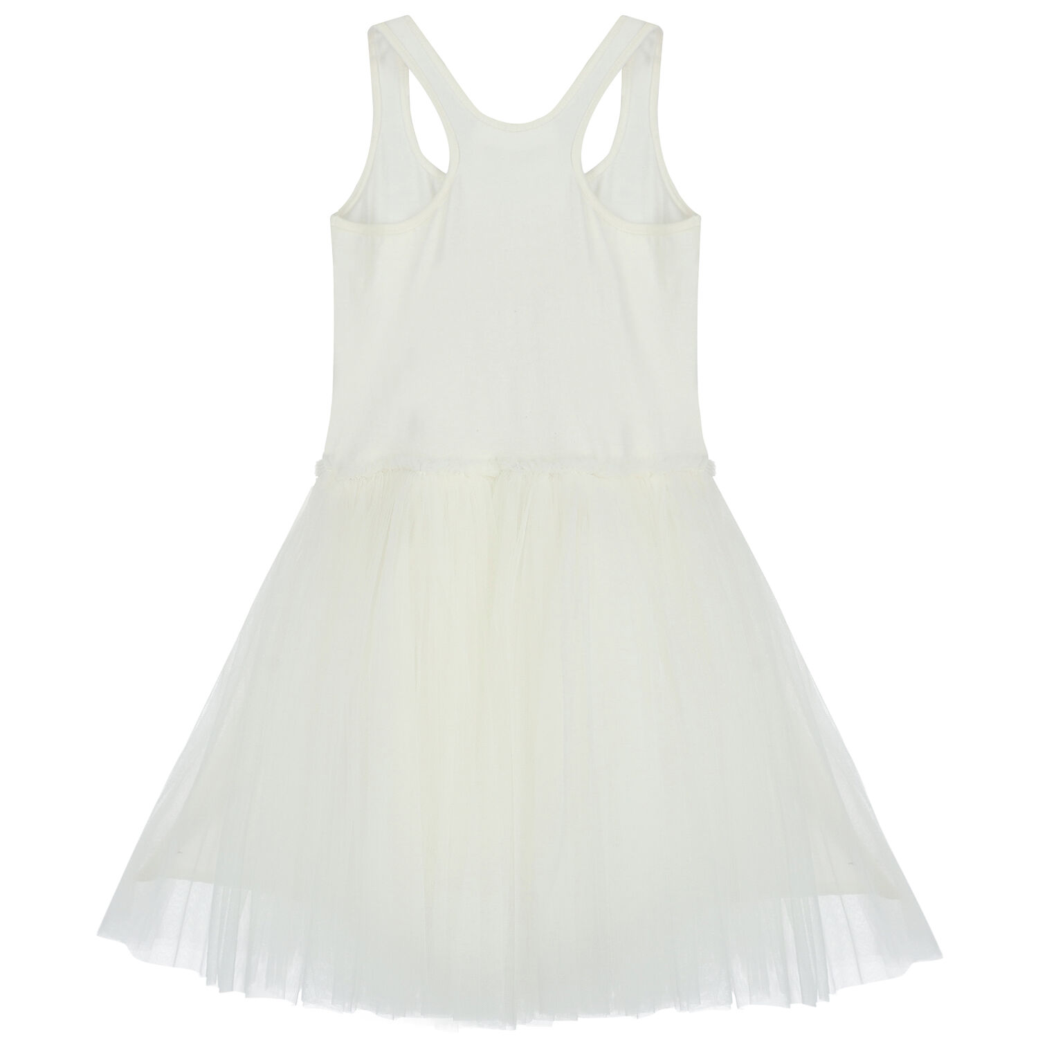 Girls White Embellished Tulle Dress, 1, hi-res