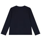 Boys Navy Blue Logo Long Sleeve Top, 2, hi-res