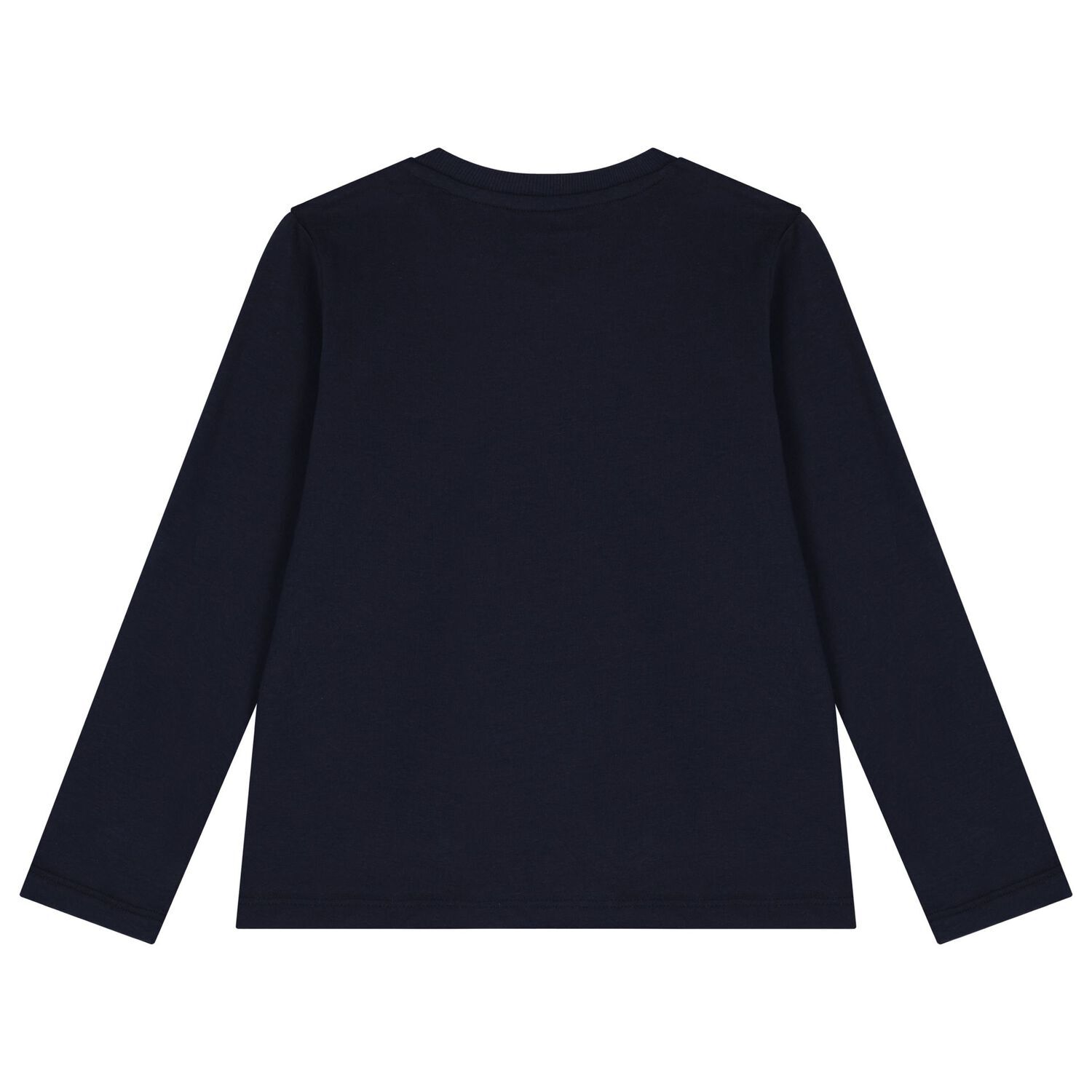 Boys Navy Blue Logo Long Sleeve Top, 2, hi-res