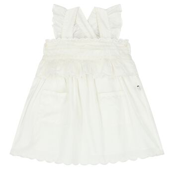Younger Girls Ivory Embroidered Dress