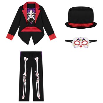 Boys Black Dia De Los Muertos Halloween Costume