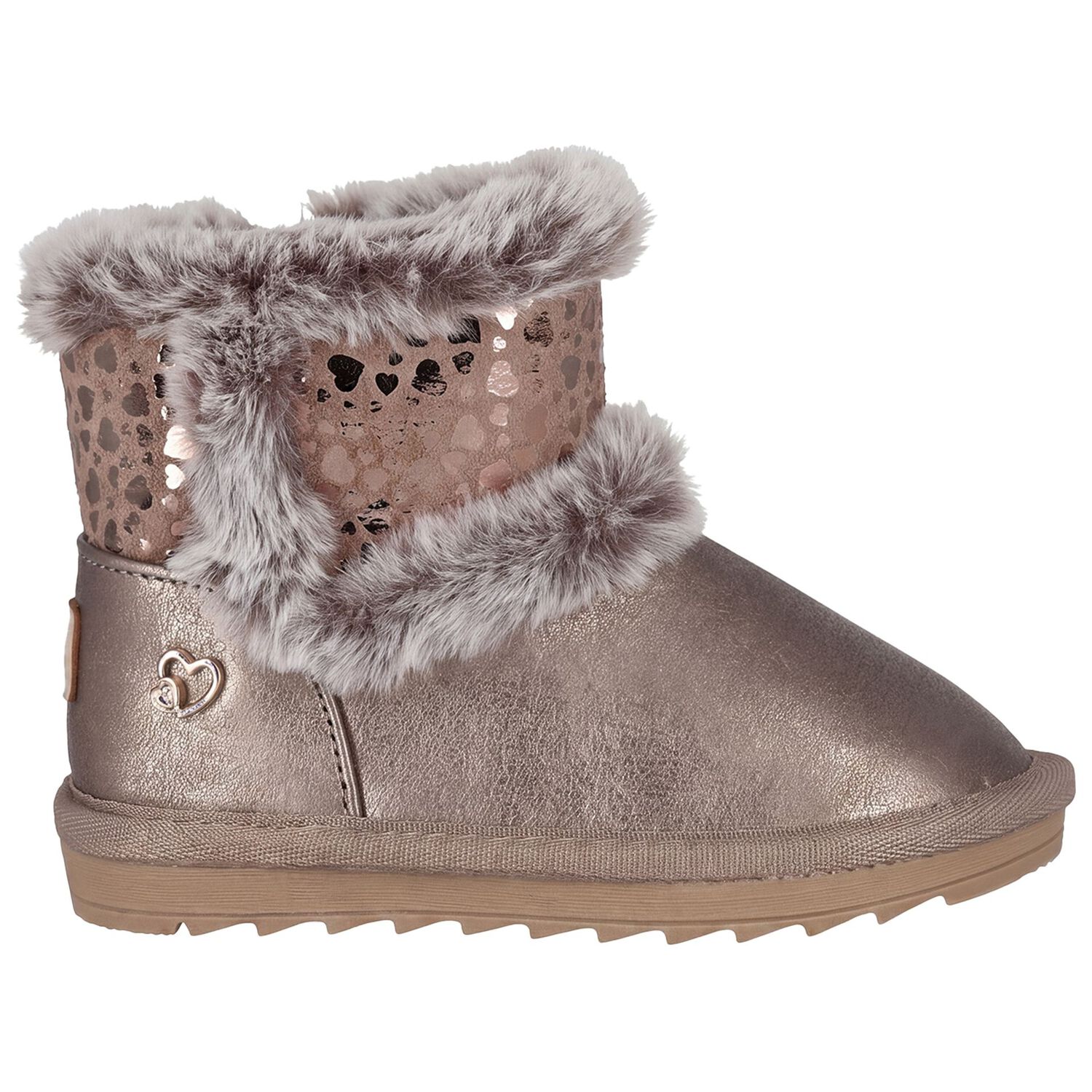 Younger Girls Gold Faux Leather Boots, 2, hi-res