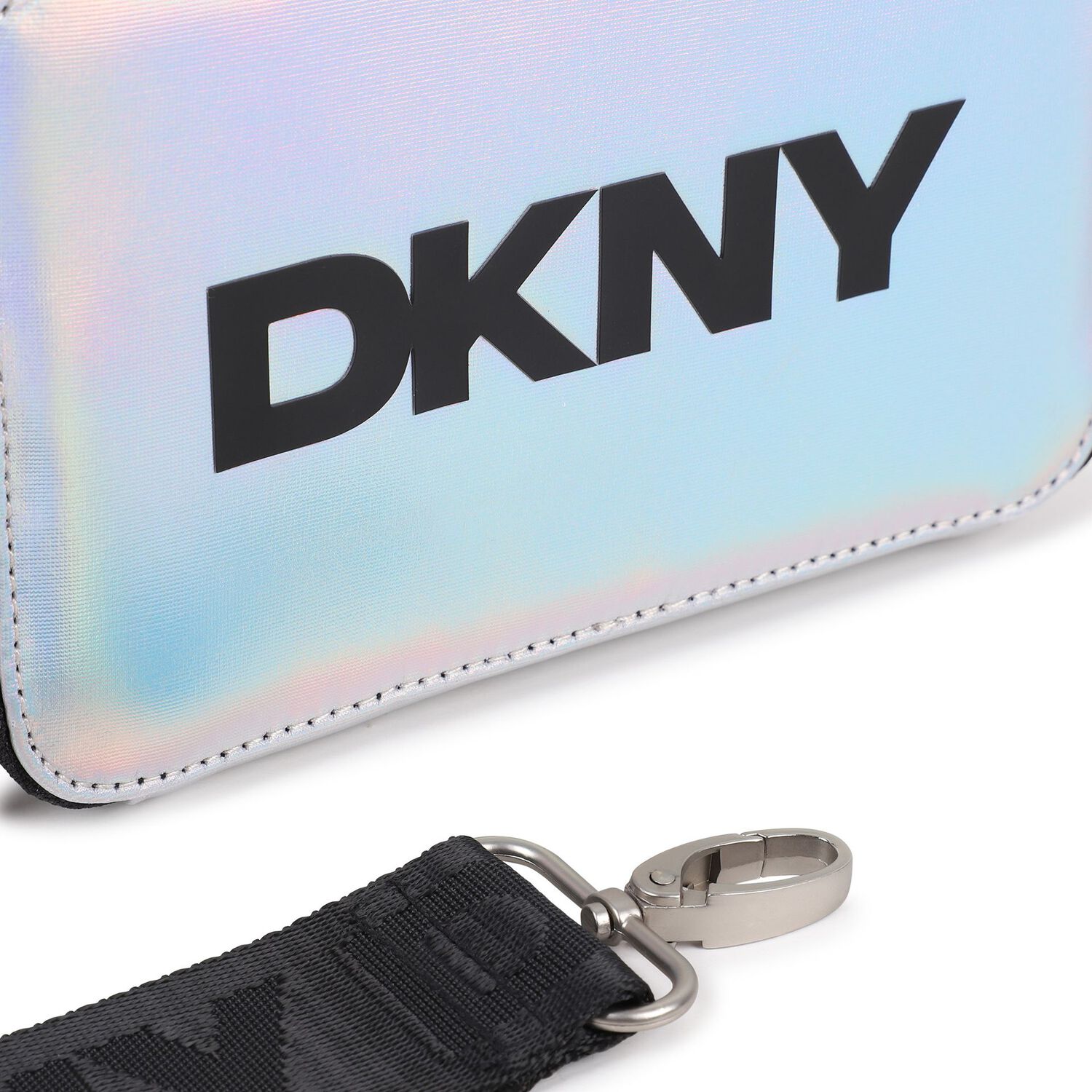 Girls Metallic Silver Logo Handbag, 1, hi-res