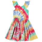 Girls Multi-Colored Tie Dye Ruffled Dress, 2, hi-res