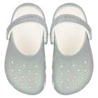 Girls Silver Iridescent Glitter Classic Clogs Sandals, 1, hi-res