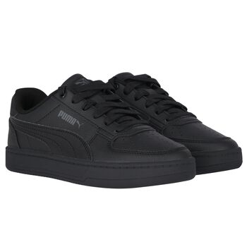 Black Logo Leather Trainers
