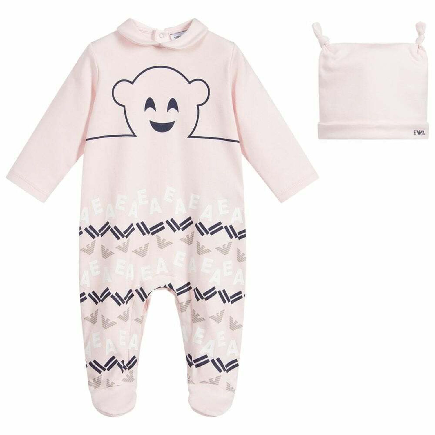 Baby Girls Pink Babygrow & Hat Gift Set, 1, hi-res