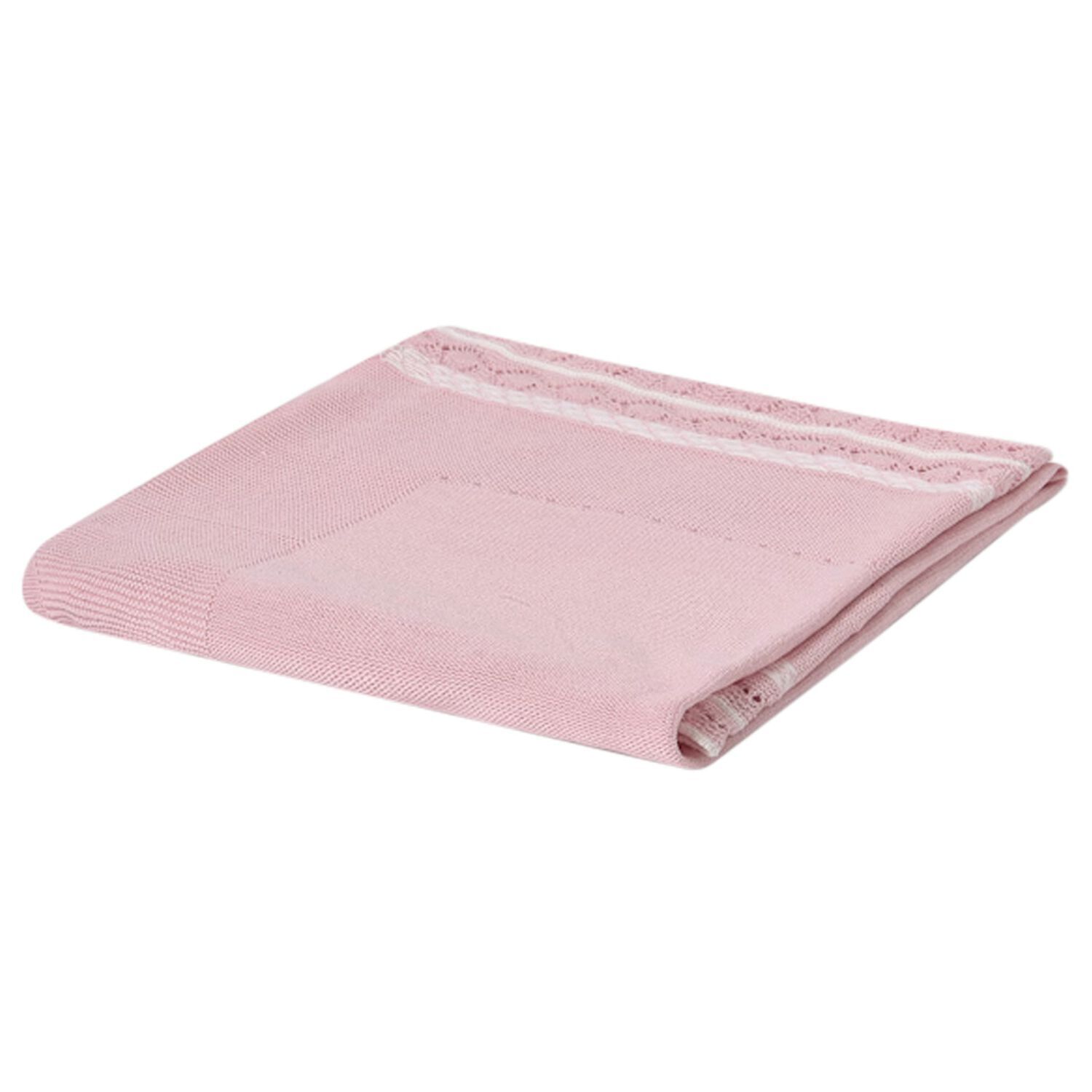 Baby Girls Pink Knit Blanket, 2, hi-res