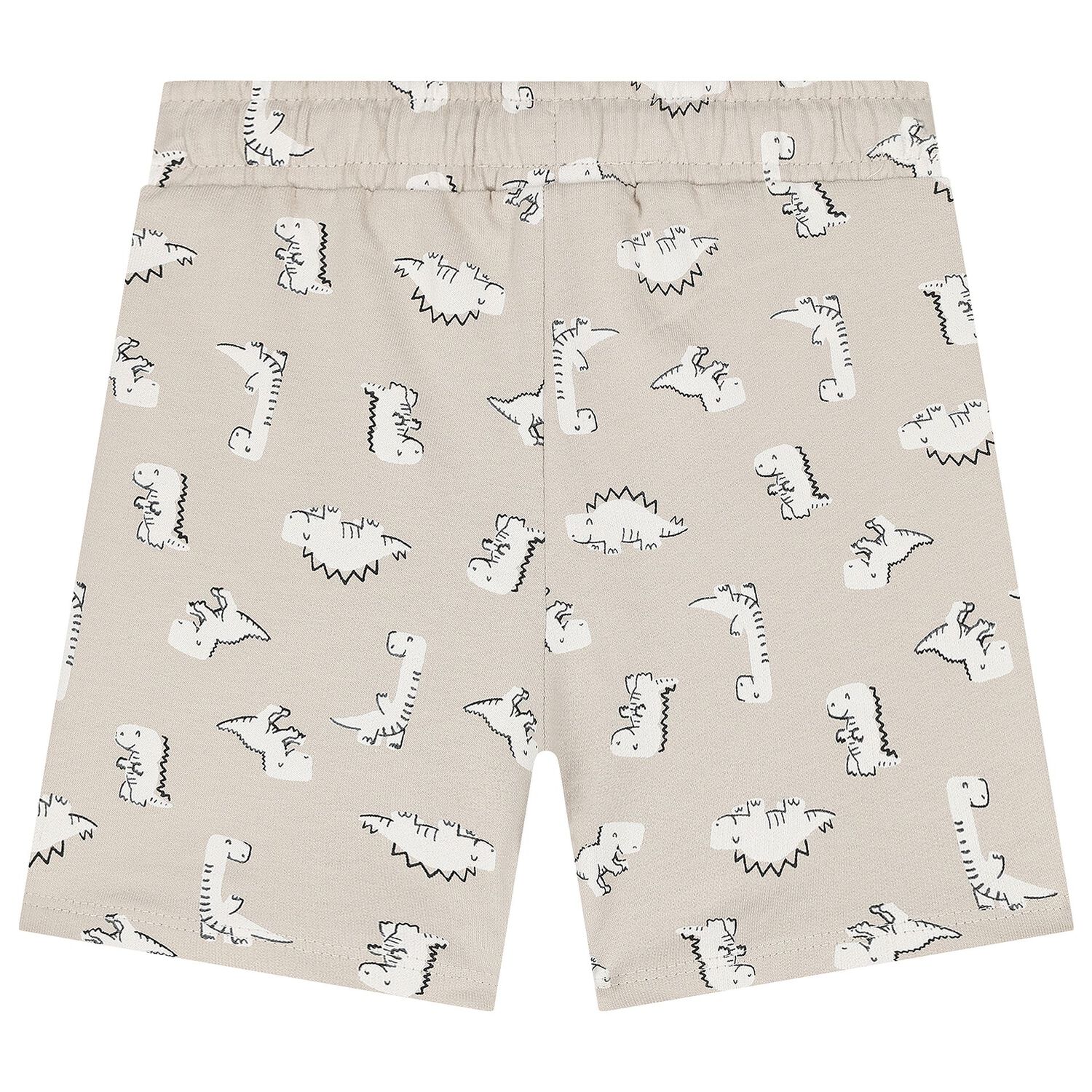 Younger Boys Beige & White Dinosaur Shorts Set, 2, hi-res