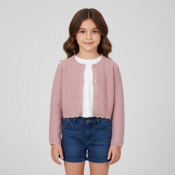 Girls Pink Knitted Cardigan