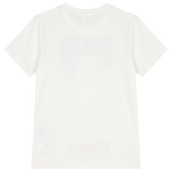 Boys White Teddy Bear Logo T-Shirt