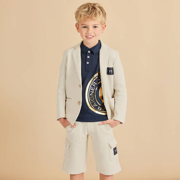 Younger Boys Navy Blue & Gold Polo Shirt