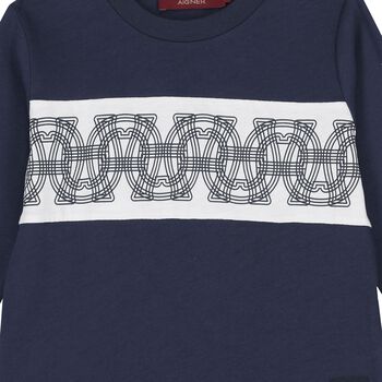Younger Boys Navy Blue Long Sleeve Top