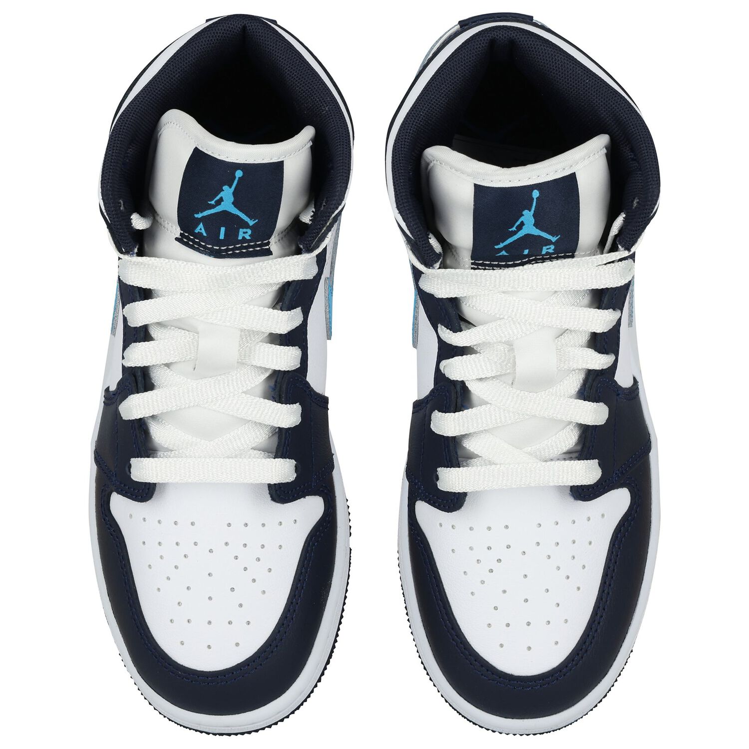 Blue & White Air Jordan 1 Mid Trainers, 6, hi-res