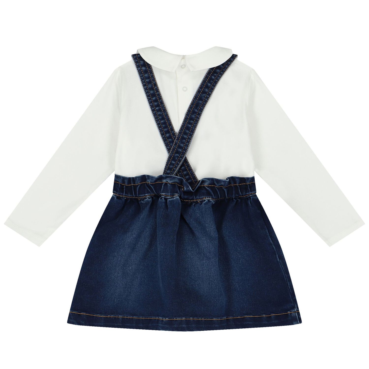 Younger Girls White & Blue Logo Skirt Set, 2, hi-res