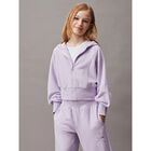Girls Purple Logo Hooded Zip Up Top, 1, hi-res
