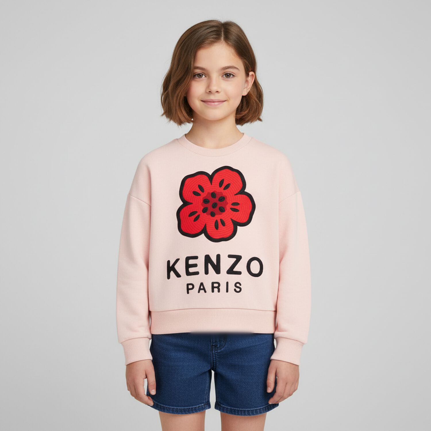 Girls Pink Boke Flower Sweatshirt, 1, hi-res