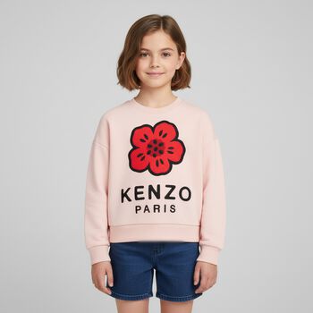 Girls Pink Boke Flower Sweatshirt