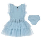 Baby Girls Blue Tulle Dress Set, 1, hi-res