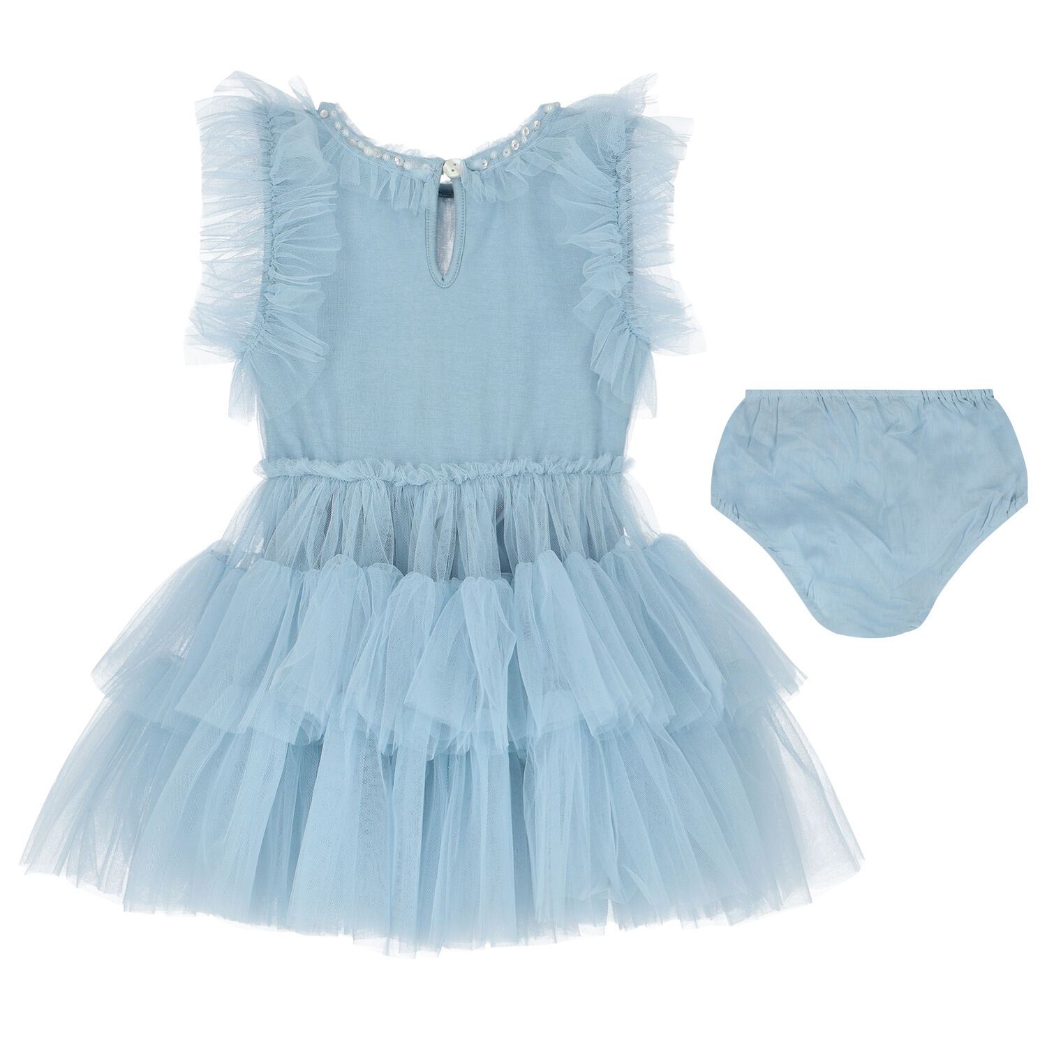 Baby Girls Blue Tulle Dress Set, 1, hi-res