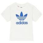 White & Blue Logo Shorts Set, 1, hi-res