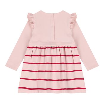 Baby Girls Pink Logo Striped Dress