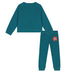 Girls Green Floral Logo Tracksuit, 1, hi-res