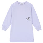 Girls Purple Logo Sweatshirt Dress, 1, hi-res