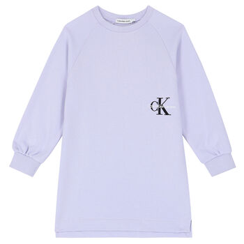 Girls Purple Logo Sweatshirt Dress