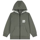 Green Logo Hooded Zip Up Top, 2, hi-res