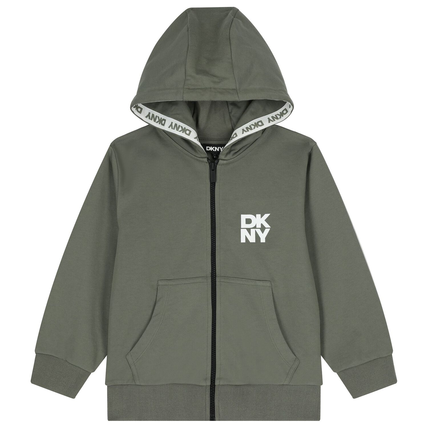 Green Logo Hooded Zip Up Top, 2, hi-res