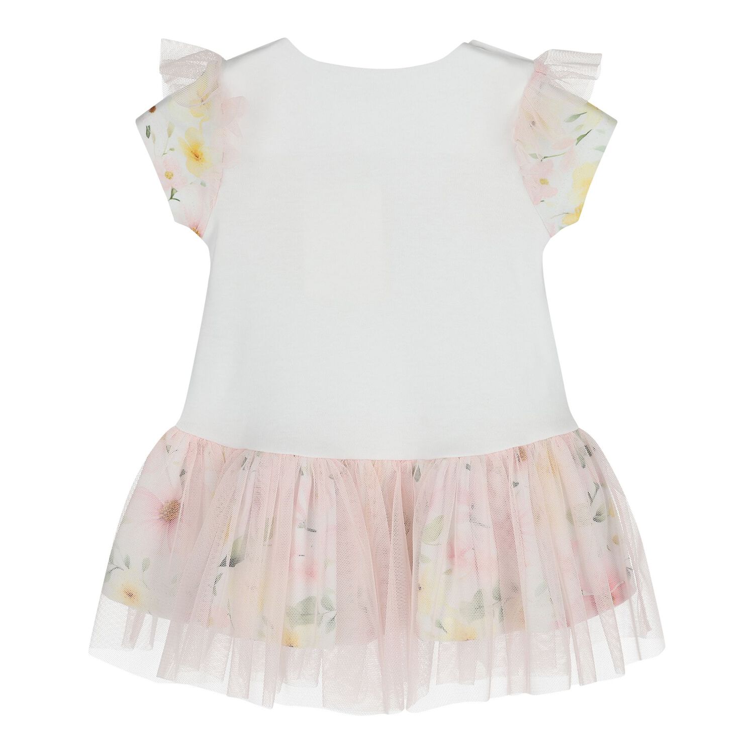 Baby Girls Pink Floral Tulle Dress, 1, hi-res