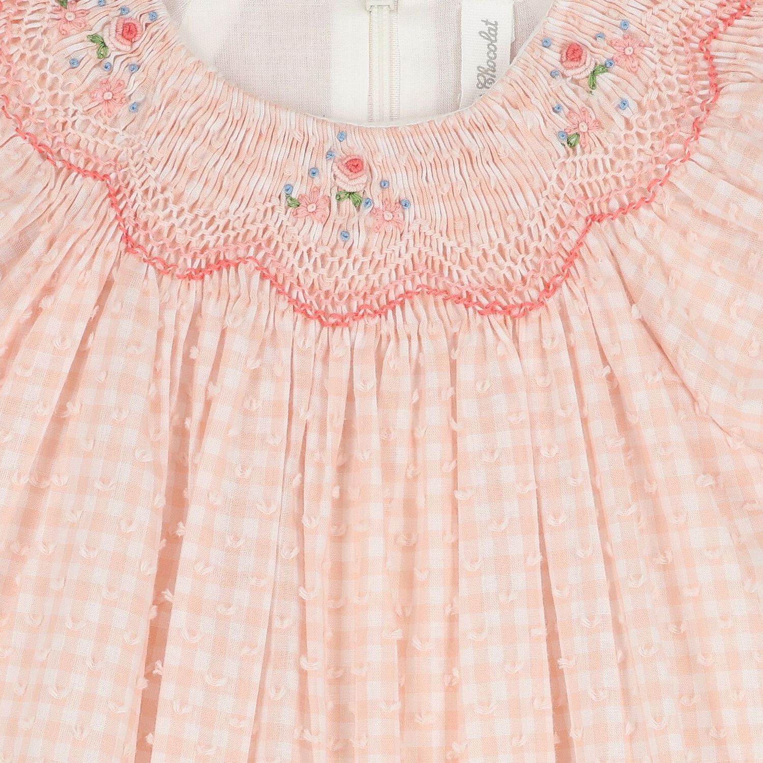 Baby Girls Pink Floral Gingham Dress, 1, hi-res